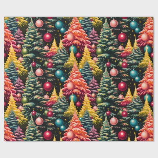 Retro Mod Kerstboom Extravaganza Cadeaupapier (Vlak)
