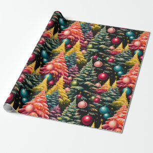 Retro Mod Kerstboom Extravaganza Cadeaupapier