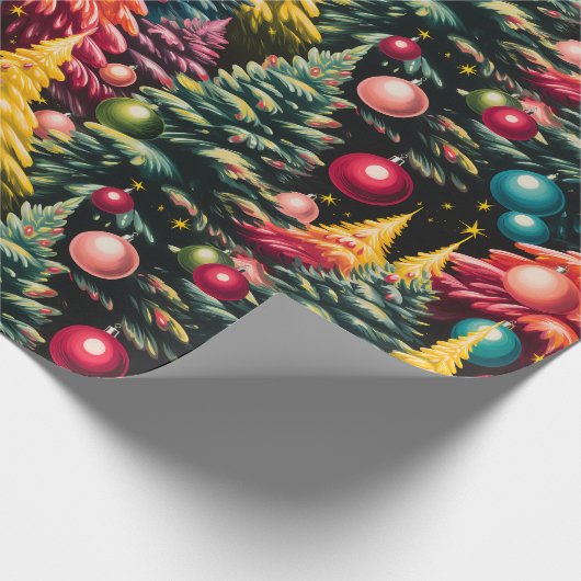 Retro Mod Kerstboom Extravaganza Cadeaupapier (Hoek)