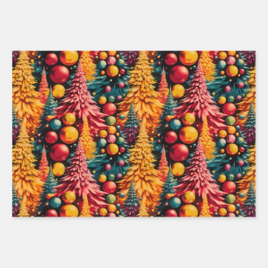 Retro Mod Kerstboom Extravaganza Inpakpapier Vel (Voorkant 3)