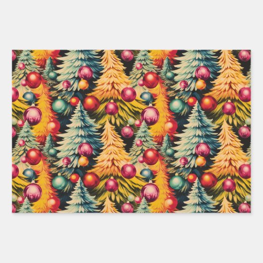 Retro Mod Kerstboom Extravaganza Inpakpapier Vel (Voorkant 2)