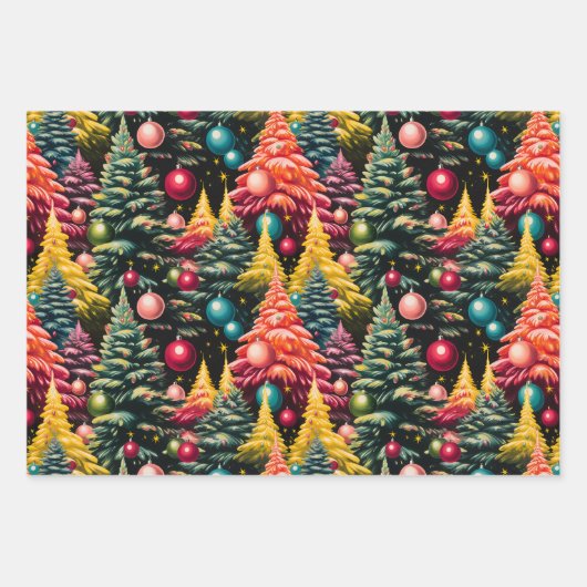 Retro Mod Kerstboom Extravaganza Inpakpapier Vel (Voorkant)