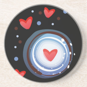 Retro Mod Love Circle Zandsteen Onderzetter
