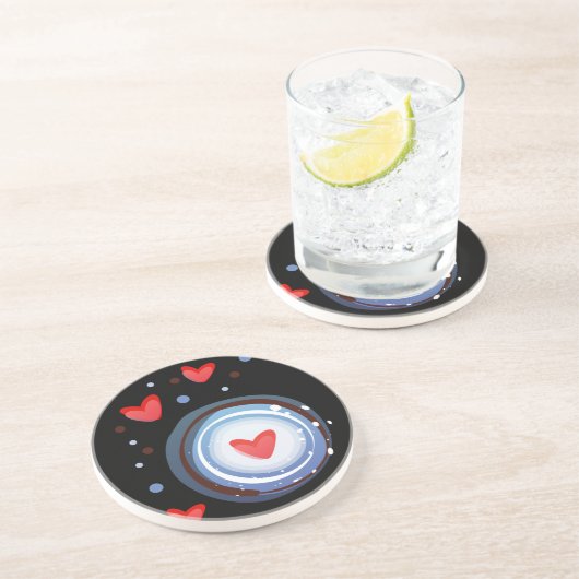 Retro Mod Love Circle Zandsteen Onderzetter (Zijkant)