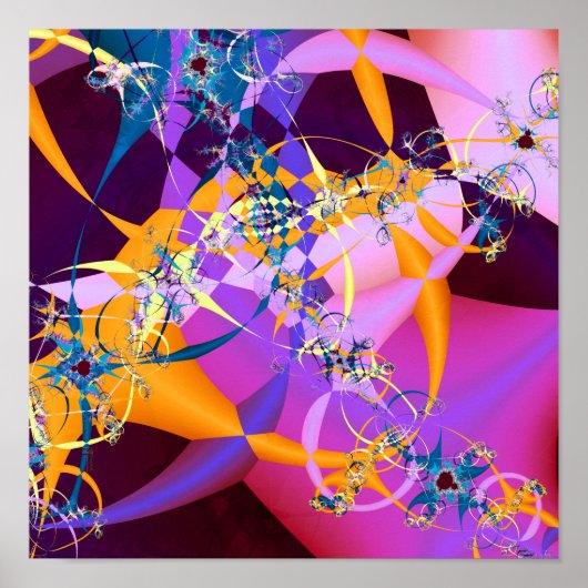 Retro-Mod Mandelbrot (12 bij 12) Art Print Poster (Voorkant)