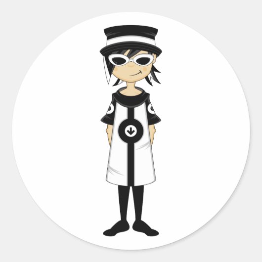 Retro Mod Meisje Sticker (Voorkant)