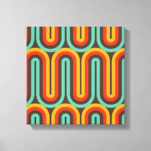 Retro Mod Midden Centraal Abstracte Canvas Afdruk
