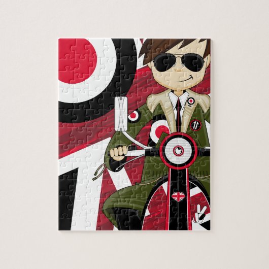 Retro Mod op scooter Legpuzzel (Verticaal)