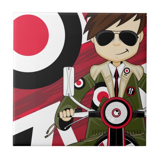 Retro Mod op scooter Tegeltje (Voorkant)