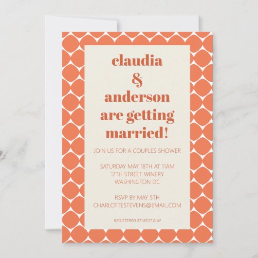 Retro Mod Oranje Geometrische vormen Koppelschoen Kaart (Voorkant)