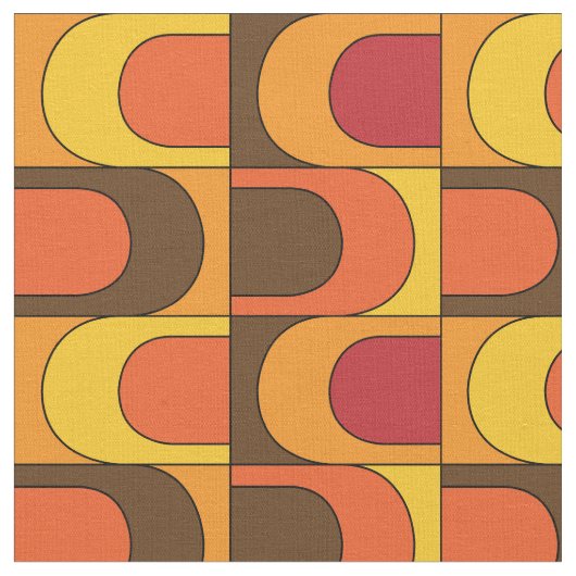 Retro  Mod Oranje Patroon Stof (Close Up)