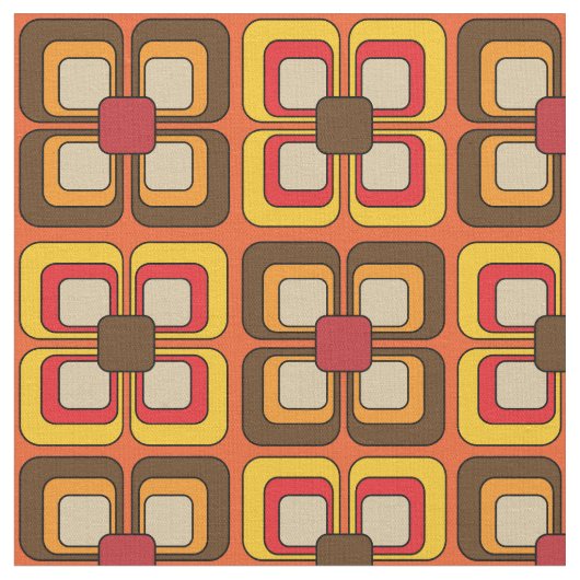 Retro Mod Oranje Patroon Stof (Close Up)