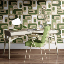 Retro Mod Ovals Beige Groen