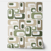 Retro Mod Ovals Groen Beige