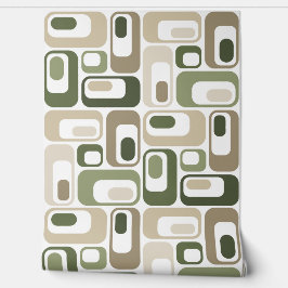 Retro Mod Ovals Groen Beige Behang