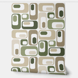 Retro Mod Ovals Groen Beige Behang