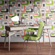 Retro Mod Ovals Zalmroze Roze Taupe Groen