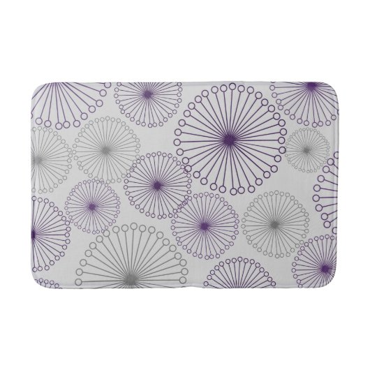 Retro Mod Paars en Grijze Cirkel Abstract Badmat (Voorkant)
