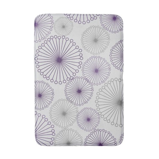 Retro Mod Paars en Grijze Cirkel Abstract Badmat (Voorkant Verticaal)