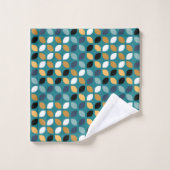 Retro Mod patronen Aqua Teal Mosterd Zwart Wit Bad Handdoek (Wasdoekje)