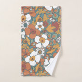 Retro Mod Patronen Sage Teal Terracotta Oranje Bad Handdoek (Handdoek)