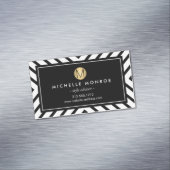 Retro mod patroon goud monogram magnetisch visitekaartje magneet (Voorbeeld)
