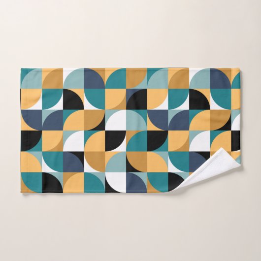 Retro Mod Patterns Aqua Teal Mustard Black White Bad Handdoek (Handdoek)