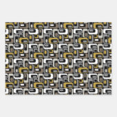 Retro Mod Patterns Mustard Beige Taupe Grey Inpakpapier Vel (Voorkant 3)