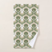 Retro Mod Patterns Sage Olive Green Beige Bad Handdoek (Handdoek)