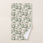 Retro Mod Patterns Sage Olive Green Beige Bad Handdoek (Handdoek)