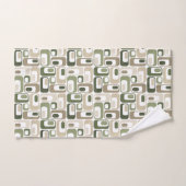 Retro Mod Patterns Sage Olive Green Beige Bad Handdoek (Handdoek)