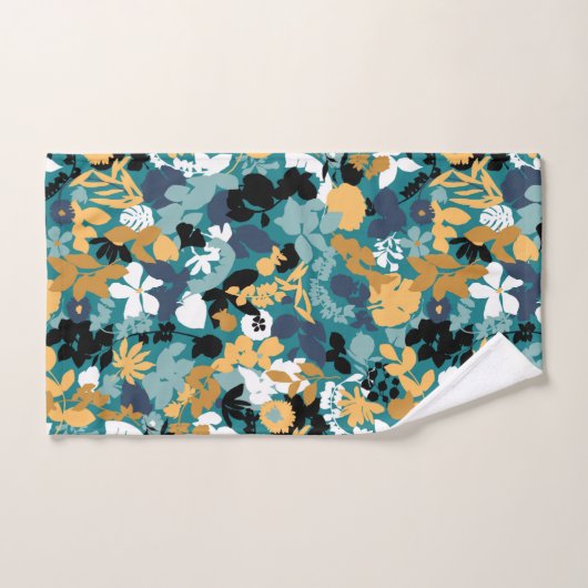 Retro Mod Patterns Teal Mustard Black White Aqua Bad Handdoek (Handdoek)