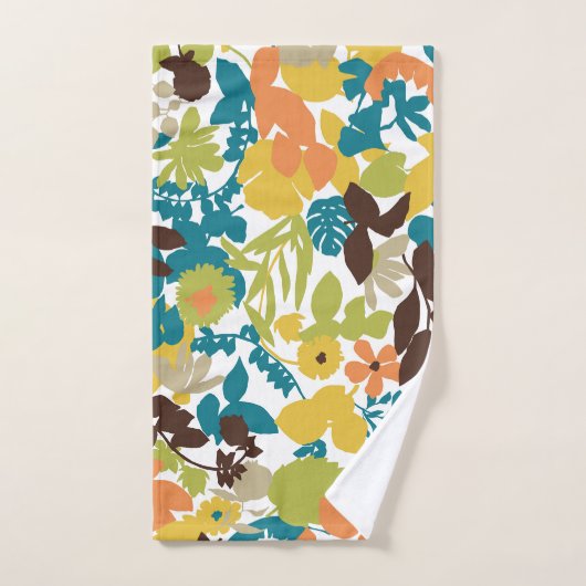 Retro Mod Patterns Teal Orange Mustard Green Bad Handdoek (Handdoek)