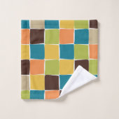 Retro Mod Patterns Teal Orange Mustard Green Bad Handdoek (Wasdoekje)