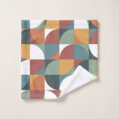 Retro Mod Patterns Teal Sage Terracotta Orange Bad Handdoek (Wasdoekje)