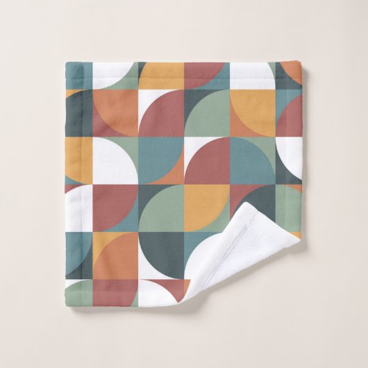 Retro Mod Patterns Teal Sage Terracotta Orange Bad Handdoek (Wasdoekje)