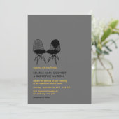 Retro Mod Perfect Stoel Paar Eames Modern Wedding Kaart (Staand voorkant)
