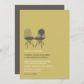 Retro Mod Perfect Stoel Pair Eames Wedding Invite Kaart (Voorkant / Achterkant)