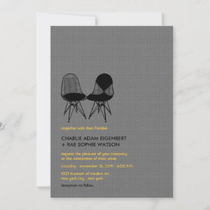 Retro Mod Perfect Stoel Pair Eames Wedding Invite Kaart