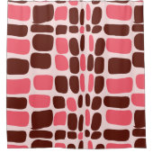 Retro Mod Pink & Chocolate Geometric Douchegordijn (Voorkant)