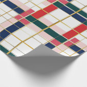 Retro MOD Plaid Red Blue Gold Cadeaupapier (Hoek)