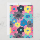 Retro Mod Pop Bloemen Afstudeerfeest Uitnodiging (Achterkant)