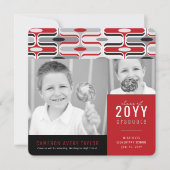 Retro Mod Red en Black Ogee 2 Foto Afstuderen Aankondiging (Voorkant)