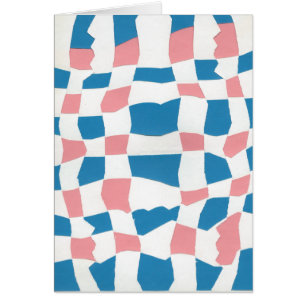 Retro Mod Roze Blauw Checkerboard Abstract