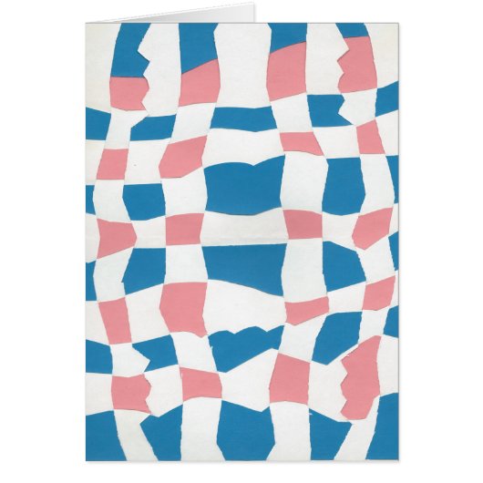 Retro Mod Roze Blauw Checkerboard Abstract (Voorkant)