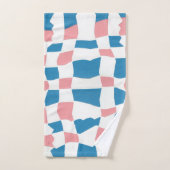 Retro Mod Roze Blauw Checkerboard Abstract Bad Handdoek (Handdoek)