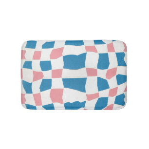 Retro Mod Roze Blauw Checkerboard Abstract Badmat