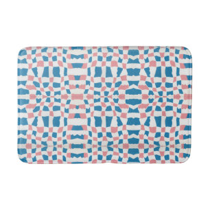 Retro Mod Roze Blauw Checkerboard Abstract Badmat