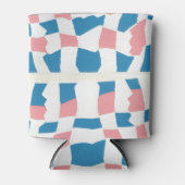 Retro Mod Roze Blauw Checkerboard Abstract Blikjeskoeler (Voorkant)