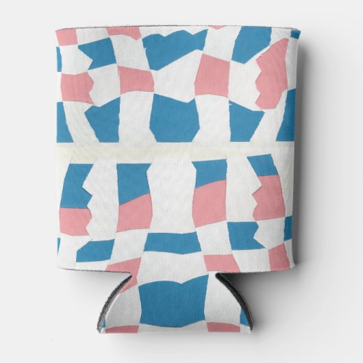 Retro Mod Roze Blauw Checkerboard Abstract Blikjeskoeler (Voorkant)